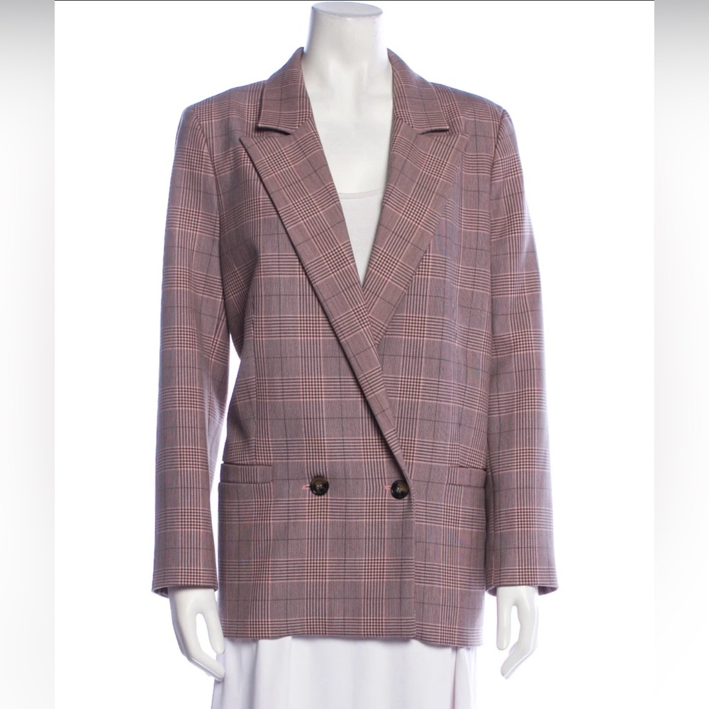 Ganni pink plaid blazer